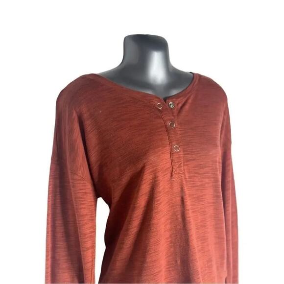 Chaser Slub Jersey Long Sleeve Sheer Lightweight Burnt Orange Henley Size Small - Picture 4 of 13
